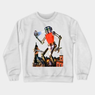 Giant Robot City Rocket Plane Retro Comic Vintage The Metal Emperor Imaginative Tales Book Old Crewneck Sweatshirt